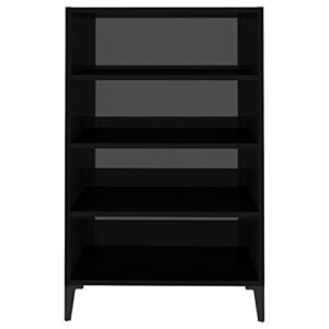 MBFLUUML Shoe Cabinet Wine Cabinet Sideboard High Gloss Black 22.4"x13.8"x35.4" Engineered Wood for Dining Room, Living Room, Bedroom