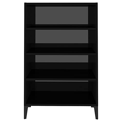 MBFLUUML Shoe Cabinet Wine Cabinet Sideboard High Gloss Black 22.4"x13.8"x35.4" Engineered Wood for Dining Room, Living Room, Bedroom