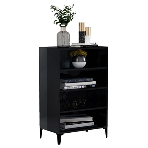 MBFLUUML Shoe Cabinet Wine Cabinet Sideboard High Gloss Black 22.4"x13.8"x35.4" Engineered Wood for Dining Room, Living Room, Bedroom