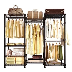 karl home 4 tiers wire garment rack heavy duty clothes rack, portable closet organizers storage clothing wardrobe freestanding adjustable shelves with 4 rods hooks, metal load 800lbs 68.5x15.7x70.8
