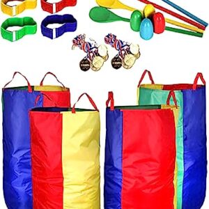 Outdoor Games Potato Sack Race Bags for Kids Adults, Egg Spoon Relay Race, Bands, Birthday Party Field Day Family Reunion Easter…