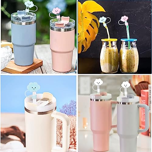 6pcs Straw Covers Cap for Stanley Cup,Cute Cloud Silicone Straw Tip Covers for Stanley 30 & 40 Oz Tumbler with Handle (Cloud)