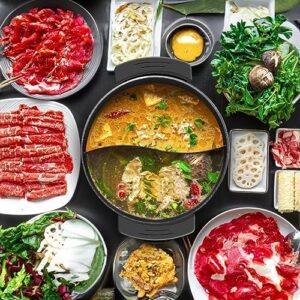 Food Party Electric Non-Stick 6-Quart Hotpot Shabu Pot with Divider