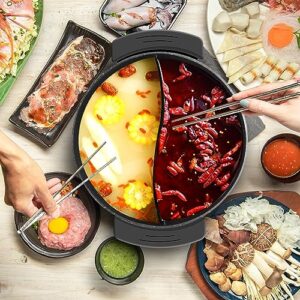 Food Party Electric Non-Stick 6-Quart Hotpot Shabu Pot with Divider