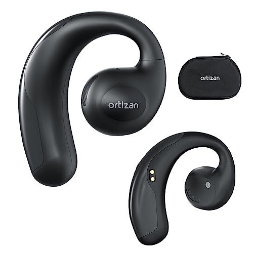 Ortizan Open Ear Headphones-Wireless Earbuds with Earhooks Bluetooth 5.3 and IP67 Sweatproof- Air Conduction Headphones with Dual 16mm Dynamic Drivers HiFi Stereo Sound for Sports(I9,Black)