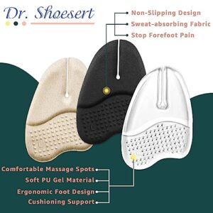 Dr. Shoesert Gel Metatarsal Pads for Flip-Flops Thong Sandals, Ball of Foot Cushion Inserts Relieve All Day Forefoot Pain for Women and Men (Clear - 2 Pairs)