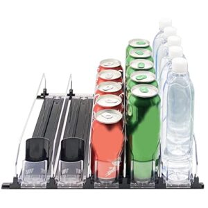 YARNOW Drink Manager Beverage Shelf Glide Bottle Can Organizer Pull Out Cabinet Shelf Plastic Organizer Vending Machine Plastic Cart Slide Out Drink Shelves Shelf Drink Pusher Black