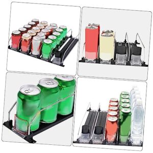 YARNOW Drink Manager Beverage Shelf Glide Bottle Can Organizer Pull Out Cabinet Shelf Plastic Organizer Vending Machine Plastic Cart Slide Out Drink Shelves Shelf Drink Pusher Black