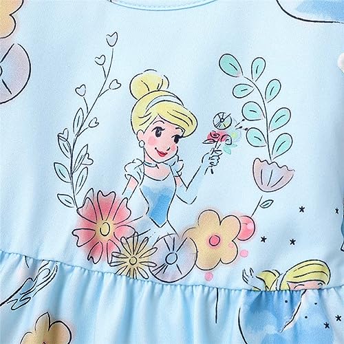 Disney Princess Baby Girls' Dresses Floral Long-Sleeve Ruffled Playwear Dress, Blue, 18-24 Months