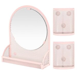 lucycaz magnetic locker accessories, pink magnetic mirror with 2 magnetic pen holder for girls, locker organizer for school, home and office. back to school essentials