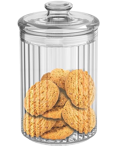 Vinkoe Cookie Jar, 51oz Acrylic Candy Jars with Lids, Apothecary Jars, Clear Cookie Jars Containers for Candy Buffet, Office Desk, Party Table, Nuts, Cookies, Chocolate, Coffee, Tea