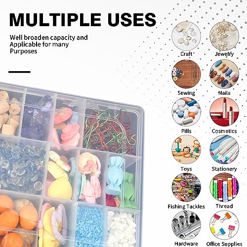 Craft Organizers And Storage Box 18 Grids Clear Plastic Bead Organizer Clear Storage Containers With Adjustable Dividers Tackle Box Organizers And Storage Plastic Storage Containers Organizer Box