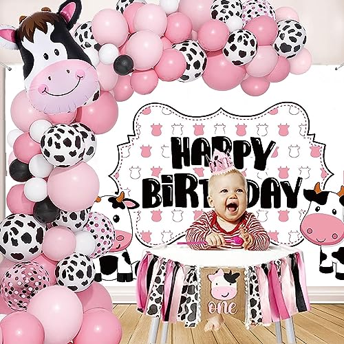 Cow Balloons Garland Arch, With Pink White Cow Print Balloon Animal Balloon Farm Cow Birthday Party Baby Shower Birthday Party Decorations