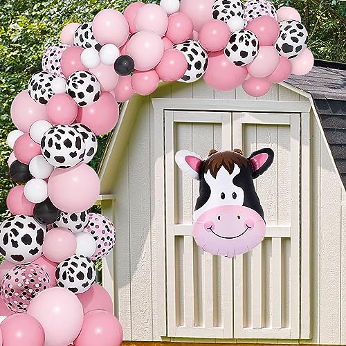 Cow Balloons Garland Arch, With Pink White Cow Print Balloon Animal Balloon Farm Cow Birthday Party Baby Shower Birthday Party Decorations