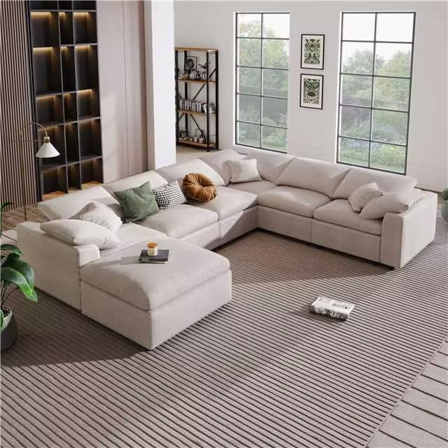 Merax Oversized Modular Sofa with Ottoman L Shaped Corner Sectional, Beige