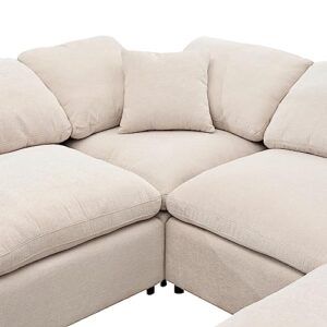 Merax Oversized Modular Sofa with Ottoman L Shaped Corner Sectional, Beige