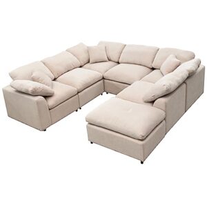 Merax Oversized Modular Sofa with Ottoman L Shaped Corner Sectional, Beige