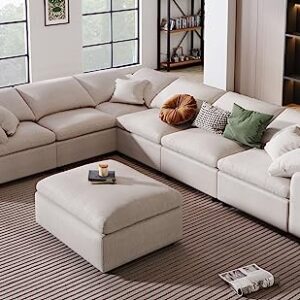 Merax Oversized Modular Sofa with Ottoman L Shaped Corner Sectional, Beige