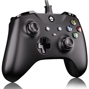 yuyiu 【upgraded wired controller for xbox series x|s, xbox one, windows 10 and above, pc controller with 3.5 mm audio jack, black