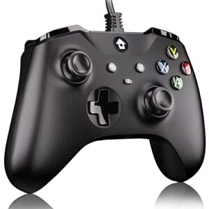 YUYIU 【Upgraded Wired Controller for Xbox Series X|S, Xbox One, Windows 10 and above, PC Controller with 3.5 mm Audio Jack, Black