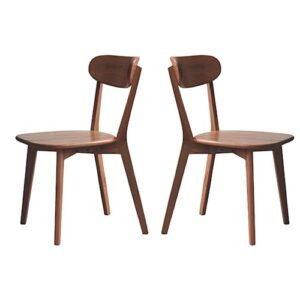 bamskov 100% solid oak wood dining room chairs set of 2 - practical kitchen chairs - wood chair for dining room, kitchen & dining room chairs (walnut)