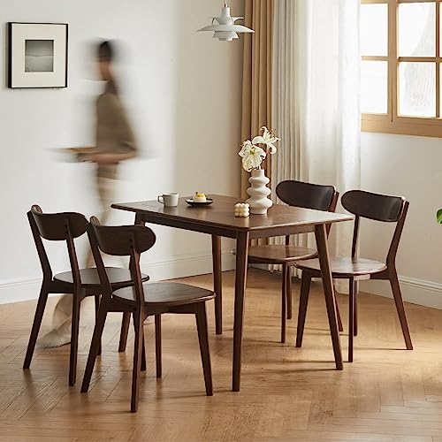 Bamskov 100% Solid Oak Wood Dining Room Chairs Set of 2 - Practical Kitchen Chairs - Wood Chair for Dining Room, Kitchen & Dining Room Chairs (Walnut)