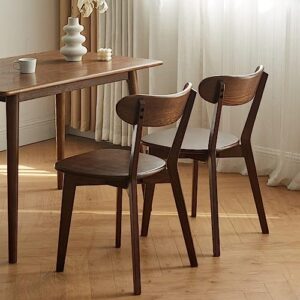 Bamskov 100% Solid Oak Wood Dining Room Chairs Set of 2 - Practical Kitchen Chairs - Wood Chair for Dining Room, Kitchen & Dining Room Chairs (Walnut)