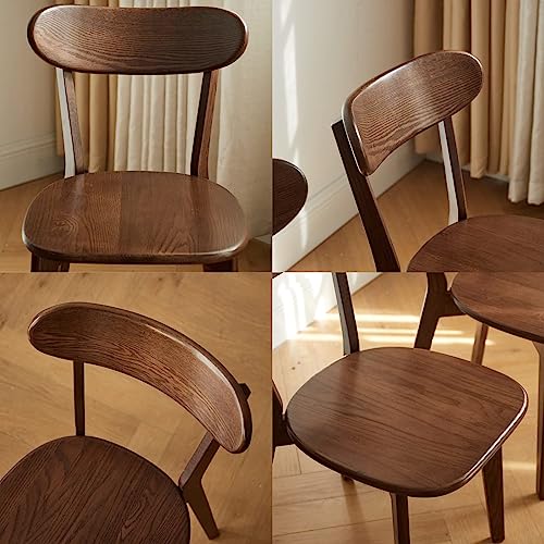 Bamskov 100% Solid Oak Wood Dining Room Chairs Set of 2 - Practical Kitchen Chairs - Wood Chair for Dining Room, Kitchen & Dining Room Chairs (Walnut)