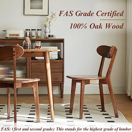 Bamskov 100% Solid Oak Wood Dining Room Chairs Set of 2 - Practical Kitchen Chairs - Wood Chair for Dining Room, Kitchen & Dining Room Chairs (Walnut)