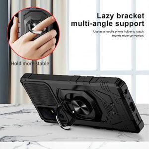 for TCL 40 XL Case/TCL 40 T Case with Screen Protector,TCL 40XL Phone Case Magnetic Car Ring Stand, Frosted PC Back Soft Silicone Bumper Heavy Duty Shockproof Phone Case Cover for TCL 40T/40 XL Black