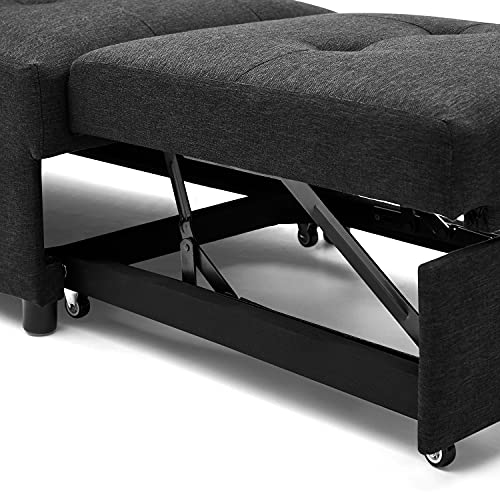 Modern Sofa Bed, 4 in 1 Multi Function Folding Ottoman Sleeper Bed, Convertible Sleeper Chaise, Lounge Chair, Chair Adjustable Backrest Sleeper Couch Bed for Living Room Small Room Apartment (Black)