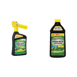 spectracide lawn weed killer, 32 oz, clear & weed stop for lawns concentrate, kills weed roots, not the lawn, 40 fl ounce