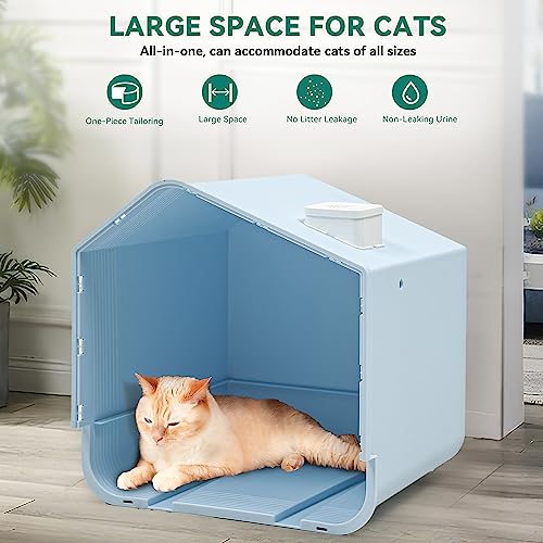 YITAHOME Extra Large Enclosed Cat Litter Box with Mat and Litter Scoop, Odorless Anti-Splashing XL Covered Hooded Cat Box, No Installation Needed