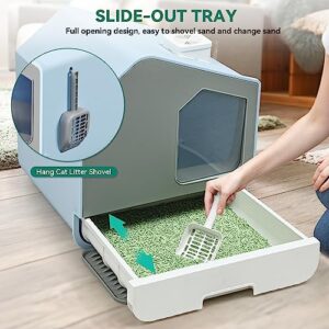 YITAHOME Extra Large Enclosed Cat Litter Box with Mat and Litter Scoop, Odorless Anti-Splashing XL Covered Hooded Cat Box, No Installation Needed