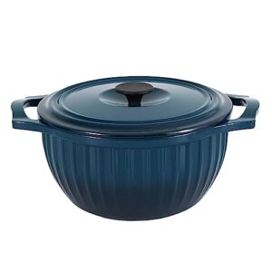 yanzao enameled cast iron dutch oven pot with lid and handle, 4.75 quart, ceramic interior, nonstick, large cast iron pot, cooking pot, dutch oven for sourdough bread baking, rice, cooking spanish, 500 degrees, dishwasher safe, cookware, kitchen pot (ench