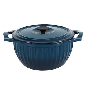 Yanzao Enameled Cast Iron Dutch Oven Pot with Lid and Handle, 4.75 Quart, Ceramic Interior, Nonstick, Large Cast Iron Pot, Cooking Pot, Dutch Oven for Sourdough Bread Baking, Rice, Cooking Spanish, 500 Degrees, Dishwasher Safe, Cookware, Kitchen Pot (Ench