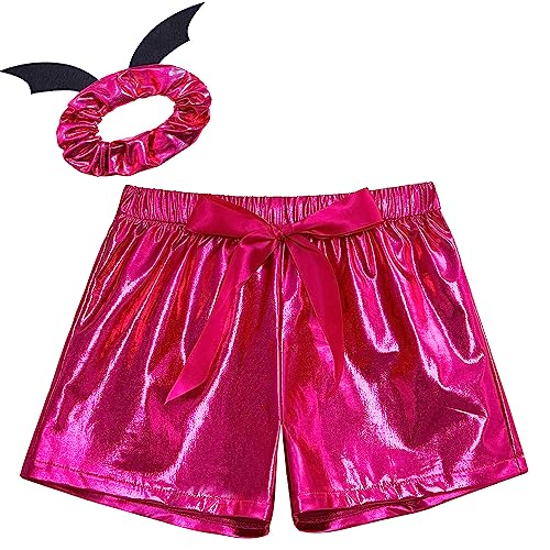 CHENBAO Baby Girls Shorts Metallic Pu Leather Shorts Toddler Girls Short Pants Glitter Sparkle Halloween Shorts Birthday Hot Pink 2T-3T