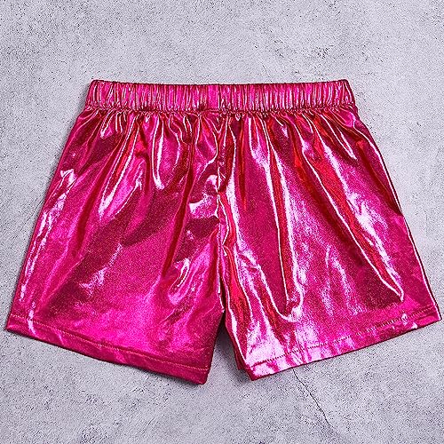 CHENBAO Baby Girls Shorts Metallic Pu Leather Shorts Toddler Girls Short Pants Glitter Sparkle Halloween Shorts Birthday Hot Pink 2T-3T