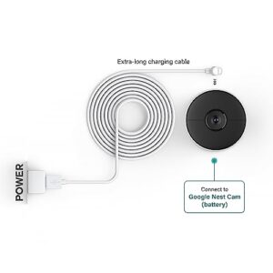 TUSITA 20ft Power Cord Compatible Google Nest Cam Outdoor or Indoor Camera - White, 6M