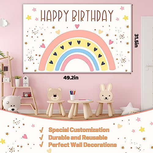 263Pcs Boho Rainbow Birthday Decorations, Boho Rainbow Birthday Party Supplies, Bohemian Birthday Party Decorations, Include Banner, Cake & Cupcake Topper, Backdrop, Tablewares, Balloon and Stickers