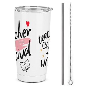 insulated coffee mug, iced coffee tumbler cup with flip lid, travel mug with straw and stirrer double wall vacuum leak-proof thermos mug for travel tea milk