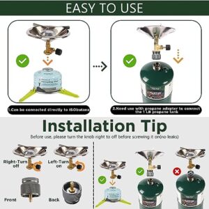 Hotdevil Portable Camping Stove Burner With Fuel Can Canister Stand equivalent to Coleman Bottletop Propane Camping Stove Single Burner Backpack Stove with Adjustable Stand (Gas Canister Not Included)