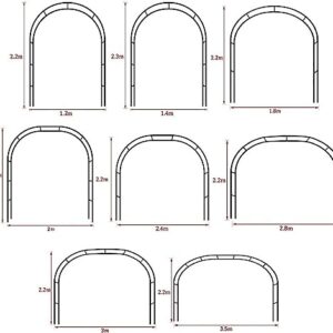 SEVSO Large Metal Garden Arch for Climbing Plant Wide 1.4M 1.2M 1.8M 2.4M 3M 3.5M Sturdy Durable Rose Archway Weather-Resistant Iron Tubular Pergola Trellis,White,W1.2M*H2.2M