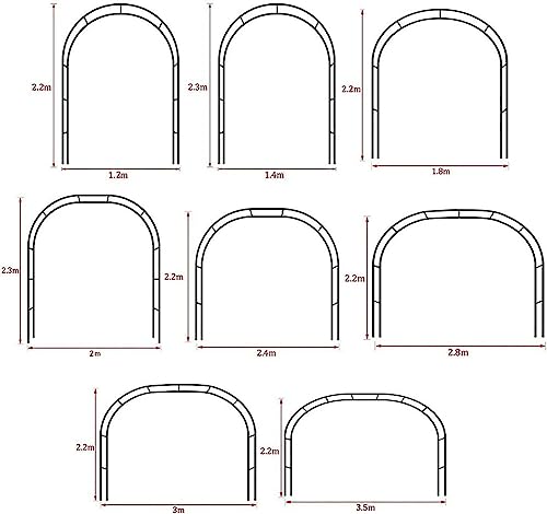SEVSO Large Metal Garden Arch for Climbing Plant Wide 1.4M 1.2M 1.8M 2.4M 3M 3.5M Sturdy Durable Rose Archway Weather-Resistant Iron Tubular Pergola Trellis,White,W1.2M*H2.2M
