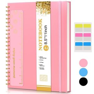 spiral notebook journal 8.5” x 11”, a4 large pink notebooks for women men, college ruled lined journal, 100 gsm paper, plastic hardcover spiral bound journals for work school note taking business