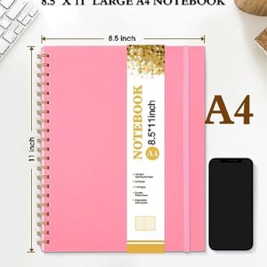 Spiral Notebook Journal 8.5” x 11”, A4 Large Pink Notebooks for Women Men, College Ruled Lined Journal, 100 GSM Paper, Plastic Hardcover Spiral Bound Journals for Work School Note Taking Business