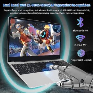 Nmybwo 【Win 11 Pro/MS Office 2019】 15.6" Laptop Computer 16G RAM 256GB SSD,Celeron N5095 (2.0-2.9Ghz) Quad core Processor,1920x1080 FHD Display,4TB Expansion/BT5.0/Backlit KB/(16G+256GB SSD,Silver)