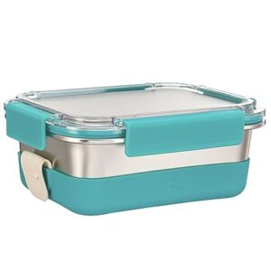 Stainless Steel Lunch Box with Silicone Sleeve/Bento Box/Food Storage Containers-Leak-Proof,Reusable and Microwavable-Ideal for Work & Travel-On-the-Go Meal Prep - Dishwasher Safe-1200ml/41Oz