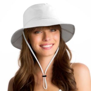 waterproof sun upf 50+ bucket hat uv protection packable brimmed boonie for women men summer lightweight hiking outdoor cap white