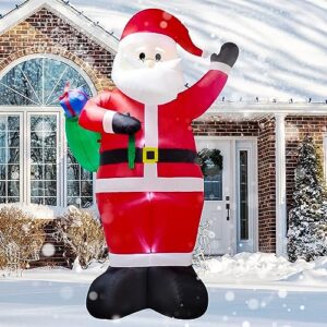 drofely 10 foot christmas inflatable santa claus carries the package christmas blow up indoor outdoor yard decoration- wm - 10, lighted up christmas inflatable decoration